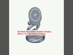 Station de recharge sans fil pliable rapide en métal Qi2 3 en 1 360 degrés tournant